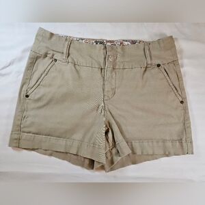 One 5 One Womens Cream Cotton 3.75" Inseam Chino Shorts W/ Side Pockets Size 12